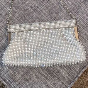 NWT Sparkly silver clutch